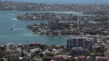 Gündüz manzarası üzerinde panoramik hava Sydney NSW (Yeni Güney Galler) Avustralya 'da doğu banliyöleri ufuk çizgisi