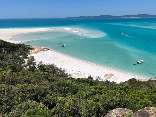 Aerial drone landscape view of Whitsunday Island in tropical far north Queensland Australia
