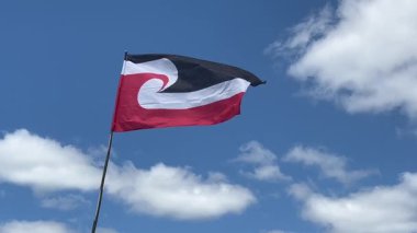 Ulusal Maori bayrağı Waitagi Günü 'nde dalgalanıyor.