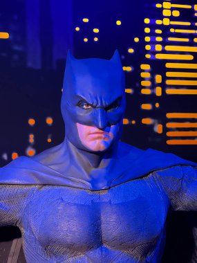 SYDNEY - 29 DEC 2024: Madame Tussauds balmumu müzesinde Batman 'in Balmumu çalışması. Batman DC Comics tarafından yayınlanan Amerikan çizgi romanlarında yer alan bir süper kahraman..