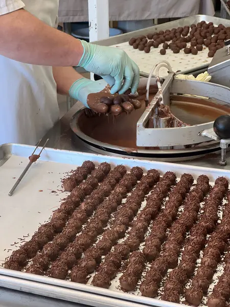 Çikolata fabrikası işçileri mutfakta çikolata toplarını hazırlıyordu. 2023 yılında dünya çapında yaklaşık 5 milyon ton kakao üretildi..