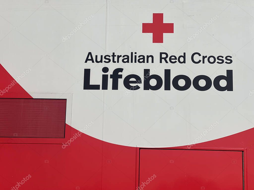 BRISBANE - DEC 01 2025:Australian Red Cross Lifeblood sign.It's the national blood, milk, and microbiota donation and manufacturing service for Australia and is a branch of the Australian Red Cross.