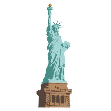  Statue of liberty illustration isolated on white background. Patriotic mood