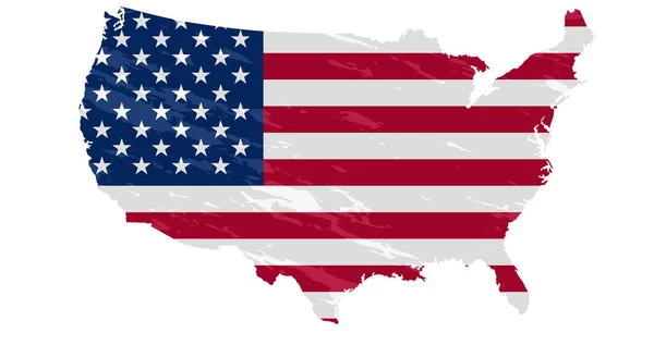 アメリカ国旗が刻まれている州のシルエットの形でイラスト 白い背景に隔離された — ストックベクタ