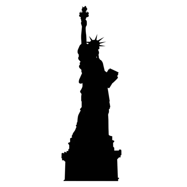 Black Silhouette Statue Liberty Isolated White Background — Stock Vector