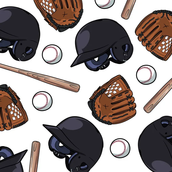 Helmet pattern, batting ball and baseball gloves. Sports mood