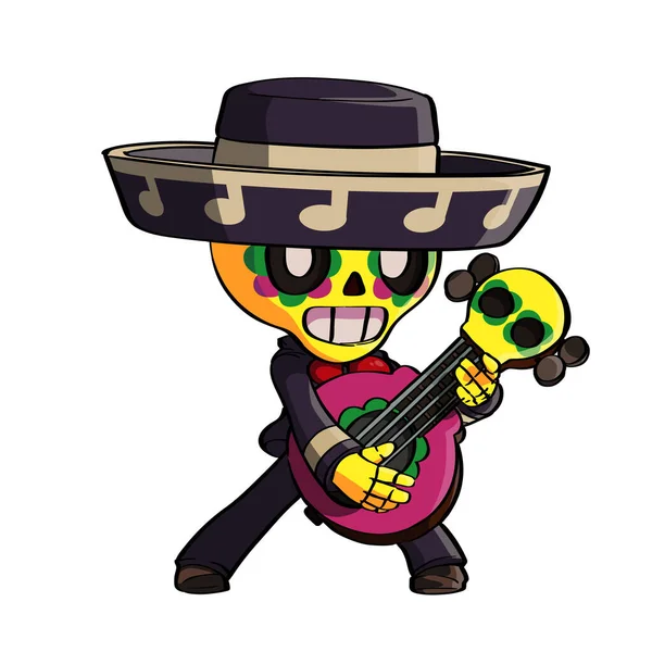ゲーム乱闘スターからキャラクターポコのイラスト ギターを弾く 白い背景に隔離された — ストックベクタ