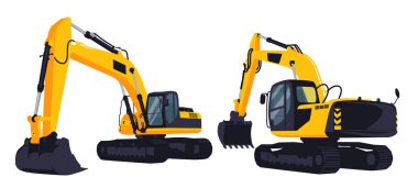 İki kazıcı tasviri, biri önümüzde, arkamızda, diğerimizde önümüzde. Beyaz bir arkaplanda izole edilmiş