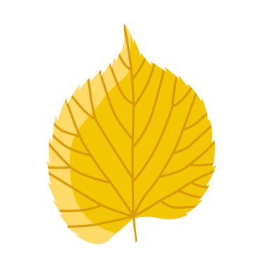 Beyaz arka planda izole edilmiş sarı bir ağaçtaki sonbahar yaprağının tasviri