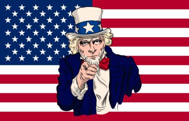 Sema Amca 'nın bizi işaret ettiği görüntüsü. Vatansever ruh hali. Arka planda Amerikan bayrağı