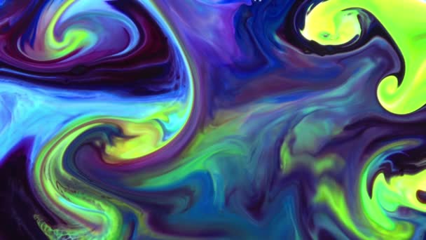 スローモーションマクロアブストラクトパターン芸術的コンセプトカラー表面の動き表面液体ペイントスプラッシングアートデザインテクスチャ — ストック動画