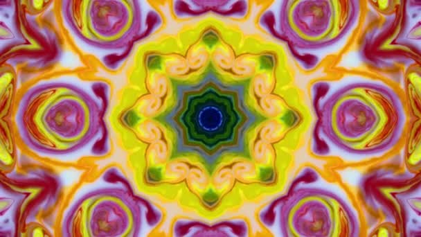 Caleidoscopio Colorido Mandala Arte Diseño Abstracto Fondo — Vídeo de stock