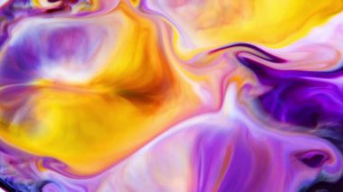 Sıvı Renkli Boya ağır çekimde patent alır. Sıvı renkli boya desenleri üst görünüm. Çok renkli sıvı boya yüzeyi.