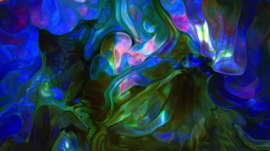 Sıvı Renkli Boya ağır çekimde patent alır. Sıvı renkli boya desenleri üst görünüm. Çok renkli sıvı boya yüzeyi.