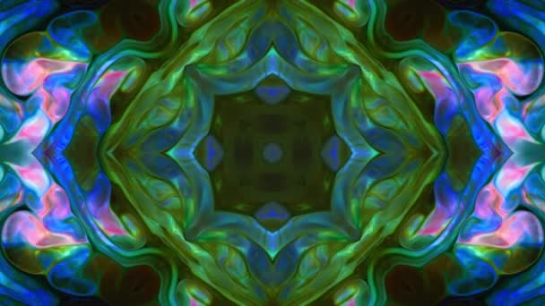 추상적 칼리도 스코프 Kaleidoscophony 환각성 Psychedelic Ink Drops Colors Background — 비디오