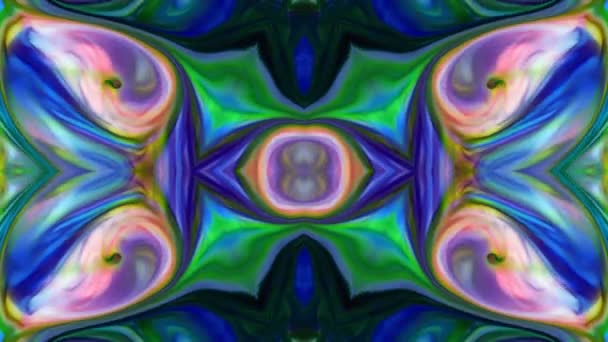 추상적 칼리도 스코프 Kaleidoscophony 환각성 Psychedelic Ink Drops Colors Background — 비디오