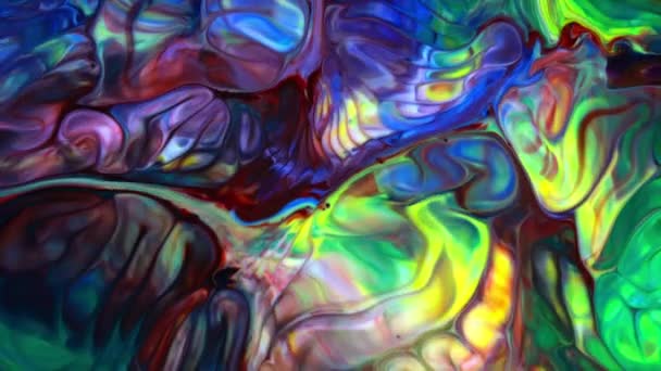 慢动作宏观抽象图案艺术概念色彩表面运动液体喷涂艺术设计纹理 — 图库视频影像