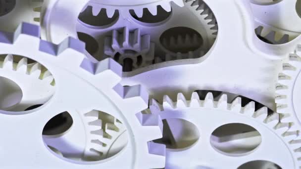 Teamwork White Gears Wheel Working Concept Footage — Stockvideo
