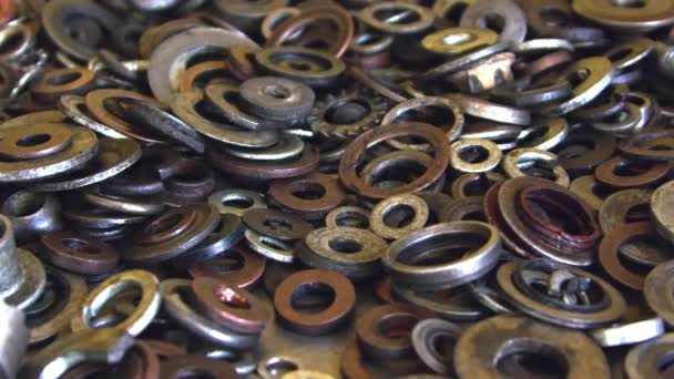 Old Rusty Industrial Screws Bolt Dan Nut Washers Footage — Stok Video