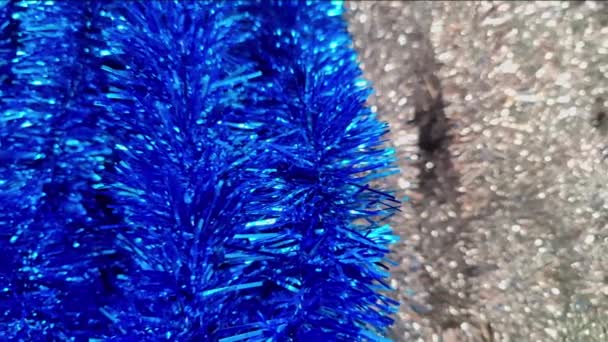 Soyut Arkaplan Mavi Gri Metalik Parıltı Noel Süslemeleri Doku Görüntüleri — Stok video