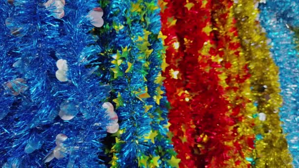 Abstract Achtergrond Hart Ster Metallic Glitter Kerst Ornamenten Textuur — Stockvideo