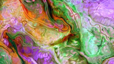 Sıvı Renkli Boya ağır çekimde patent alır. Sıvı renkli boya desenleri üst görünüm. Çok renkli sıvı boya yüzeyi.