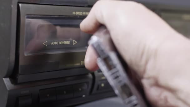 Loading Playing Cassette Tape Old Cassette Player Footage — Stock Video