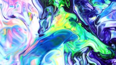 Sıvı Renkli Boya ağır çekimde patent alır. Sıvı renkli boya desenleri üst görünüm. Çok renkli sıvı boya yüzeyi.