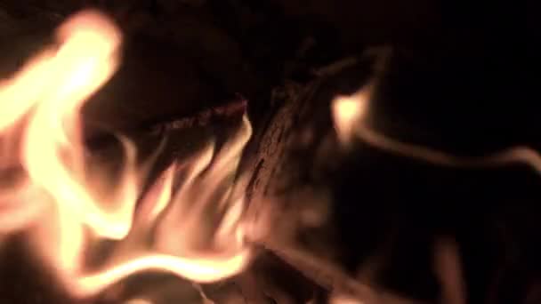 Close Red Top View Wood Stove Fire Flames Footage — 图库视频影像