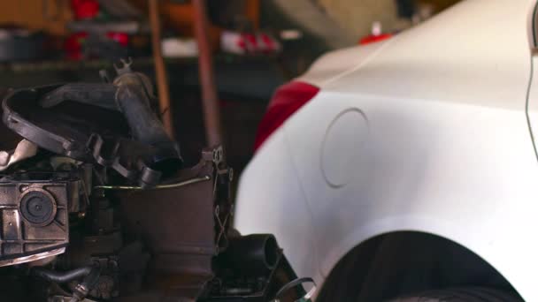 Slider Împușcat Piese Vechi Demontate Ale Imaginilor Motorului Auto — Videoclip de stoc