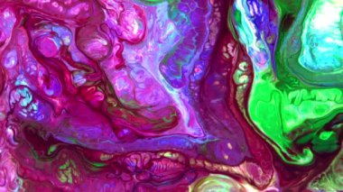 Sıvı Renkli Boya ağır çekimde patent alır. Sıvı renkli boya desenleri üst görünüm. Çok renkli sıvı boya yüzeyi.