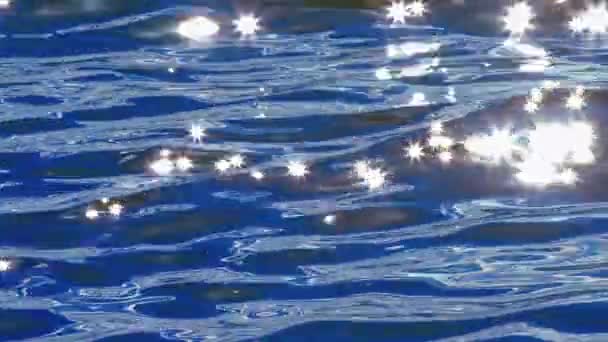 Flare Sunlights Sparkling Falling Blue Sea Water Footage — Stock Video