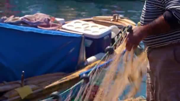 Рибалка Тягнути Net Boat Кадри — стокове відео