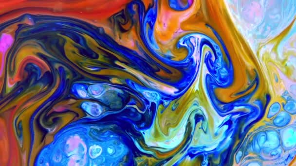 Muy Agradable Tinta Abstracto Psicodélico Cosmos Pintura Líquido Movimiento Fondo — Vídeos de Stock