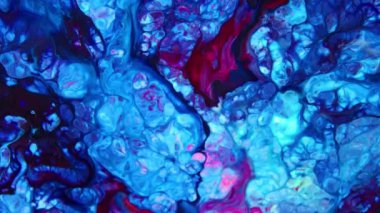 Sıvı Renkli Boya ağır çekimde patent alır. Sıvı renkli boya desenleri üst görünüm. Çok renkli sıvı boya yüzeyi.