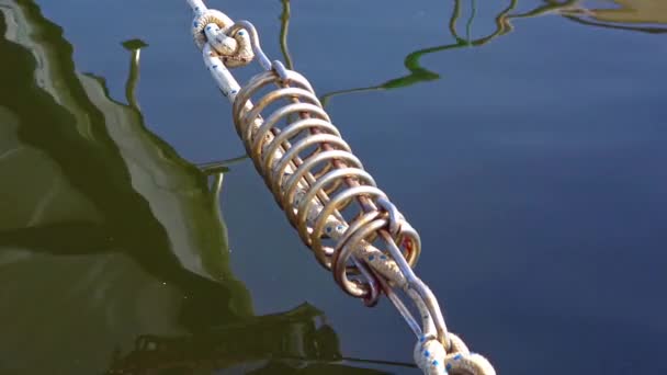Rope Boats Bed Spring Shock Absorption Yacht Water Footage — Stock Video