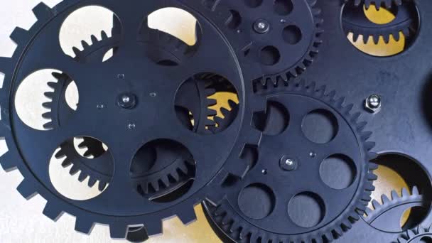 Μαύρο Παλιά Περιστρεφόμενα Γρανάζια Wheel Team Πλάνα — Αρχείο Βίντεο