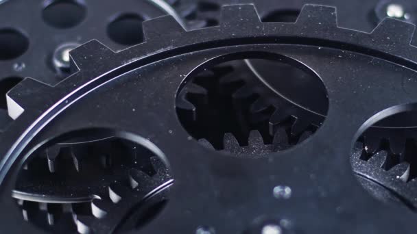 Black Old Spinning Cogs Wheel Teamwork Nagranie — Wideo stockowe