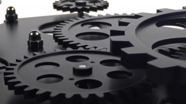 Práce Zblízka Shot Black Mechanical Gears Slider Záběry — Stock video