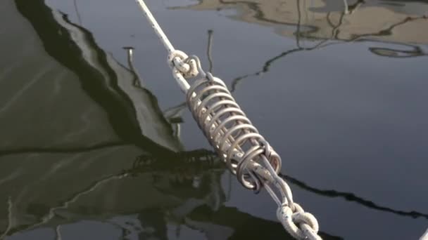 Boot Link Mooring Spring Rope Port Footage — Stockvideo
