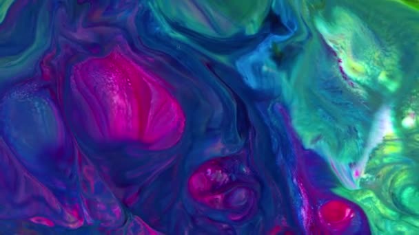 Αφηρημένη Οργανική Υπνωτική Μελάνη Πολύχρωμο Χρώμα Εξαπλώνει Πλάνα — Αρχείο Βίντεο