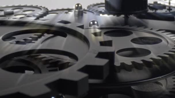 Industrial Machine Gears Cogs Mechanism Work Footage — Stock Video