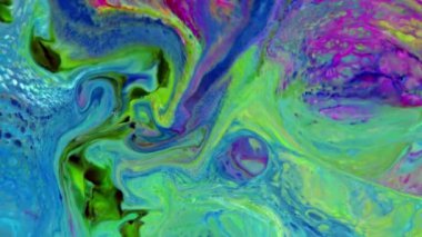 Sıvı sanat dokusu. Yanardöner boya efektli soyut arkaplan. Sıvı akrilik çizimler, akışlar ve sıçramalar. Web sayfası arkaplanı için karışık boyalar.