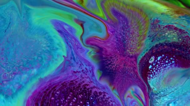 非常に素敵なインク抽象サイケデリックコスモスペイントリキッドモーション銀河背景テクスチャ映像 — ストック動画
