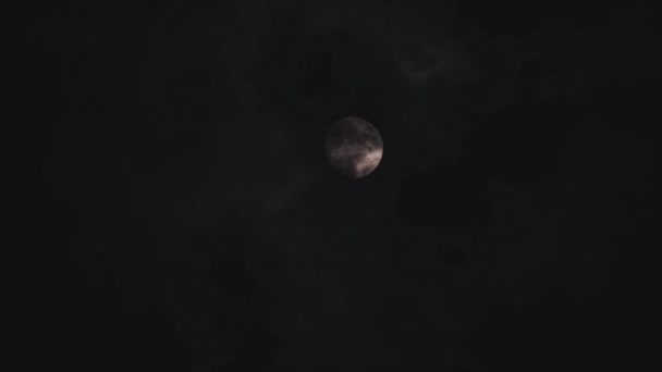 Luna Piena Tempo Reale Inquietante Cielo Scuro Nuvoloso — Video Stock