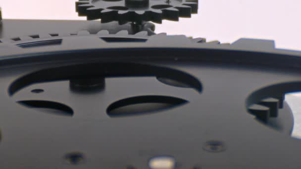 Close Tiro Lenta Rotação Volta Engrenagens Filmagem — Vídeo de Stock