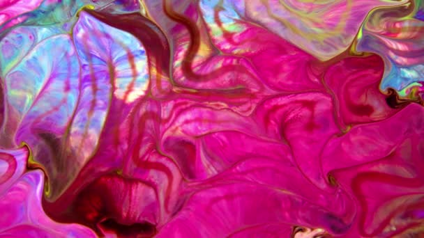 슬로우 모션에서 퍼지는 페인트의 두꺼운 혼합물의 클로즈업 그들이 색상은 그래픽과 — 비디오
