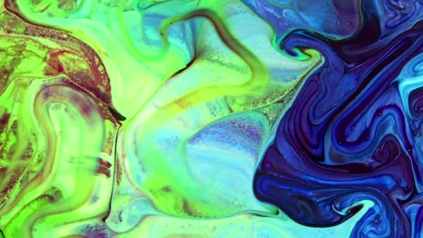 Gros Plan Épais Mélange Peintures Colorées Qui Répandent Ralenti Comme — Video