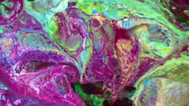 Cette Vidéo Stock Présente Gros Plan Extrême Mélange Liquide Peintures — Video