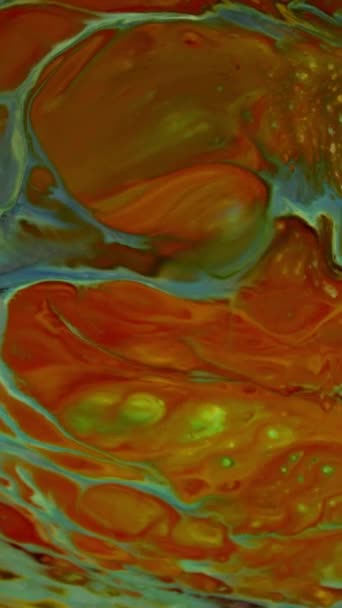 Vertikale Fluid Painting Abstrakte Textur Intensive Bunte Mischung Galaktischer Lebendiger — Stockvideo